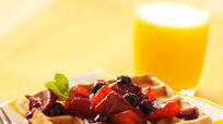 Waffles with Peach-Berry Compote Waffles with Peach-Berry Compote