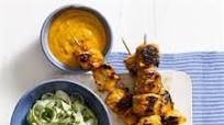 Chicken tikka masala skewers with yogurt cucumber salad Chicken tikka masala skewers with yogurt cucumber salad