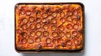 Spicy pepperoni Sicilian pizza Spicy pepperoni Sicilian pizza