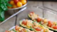 Bruschetta Hummus Stuffed Zucchini Bruschetta Hummus Stuffed Zucchini