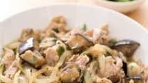 Stir-Fried Pork, Eggplant, and Onions with Garlic and Black Pepper Stir-Fried Pork, Eggplant, and Onions with Garlic and Black Pepper