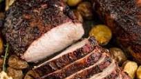 Grilled Pork Loin with Blackberry, Caramelized Shallots, and Red Wine Glaze Grilled Pork Loin with Blackberry, Caramelized Shallots, and Red Wine Glaze