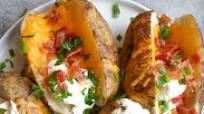 Loaded Baked Potatoes with Bacon and Cheddar Loaded Baked Potatoes with Bacon and Cheddar