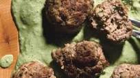 Middle Eastern Bison Meatballs with Cilantro-Yogurt Sauce Middle Eastern Bison Meatballs with Cilantro-Yogurt Sauce