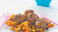 Pork meatballs with sweet potato ribbons Pork meatballs with sweet potato ribbons