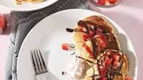 Strawberry Pancakes with Dark Chocolate Drizzle Strawberry Pancakes with Dark Chocolate Drizzle
