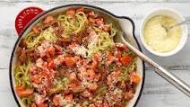 Pesto Spaghetti With Crispy Salami Pesto Spaghetti With Crispy Salami