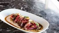 Presa Iberica with melon ajo blanco Presa Iberica with melon ajo blanco