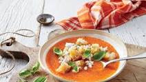 Roasted Tomato-Eggplant Soup with Garlic Croutons Recipe Roasted Tomato-Eggplant Soup with Garlic Croutons Recipe