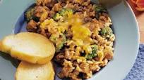 Cheesy Burger, Rice and Broccoli Skillet Cheesy Burger, Rice and Broccoli Skillet
