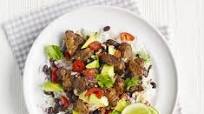 Mexican rice with chipotle pork & avocado salsa Mexican rice with chipotle pork & avocado salsa