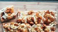 Shrimp Curry Pizza On Pita Bread With Mozzarella, Pineapple, And Onion Shrimp Curry Pizza On Pita Bread With Mozzarella, Pineapple, And Onion