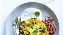 Curried Cauliflower Steaks with Red Rice & Tzatziki Curried Cauliflower Steaks with Red Rice & Tzatziki