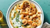 New Orleans BBQ Shrimp & Grits with Cheddar & Spinach New Orleans BBQ Shrimp & Grits with Cheddar & Spinach