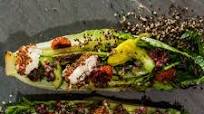 Charred Romaine Greek Salad With Quinoa-Crusted Feta Charred Romaine Greek Salad With Quinoa-Crusted Feta
