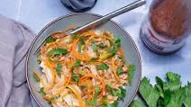 Thai noodles with pork and carrots Thai noodles with pork and carrots