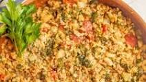 Turkey sausage, farro and kale skillet Turkey sausage, farro and kale skillet