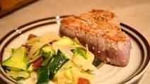Seared Sesame Ahi Tuna with Zucchini Salad Seared Sesame Ahi Tuna with Zucchini Salad