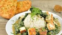 North Indian Saag Paneer With Basmati Rice and Garlic Naan North Indian Saag Paneer With Basmati Rice and Garlic Naan