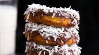Baked Sweet Potato Donuts with Dark Chocolate + Coconut Baked Sweet Potato Donuts with Dark Chocolate + Coconut