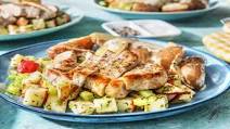 Pork Chops with Celery-Apple Salad and Dill Potatoes Pork Chops with Celery-Apple Salad and Dill Potatoes