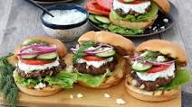 Greek Burger with Feta and Tzatziki Greek Burger with Feta and Tzatziki