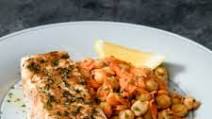 Air-Fryer Moroccan Spiced Halibut with Chickpea Salad Air-Fryer Moroccan Spiced Halibut with Chickpea Salad