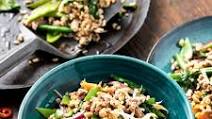 Thai fried rice with pork, gai lan and peanuts Thai fried rice with pork, gai lan and peanuts