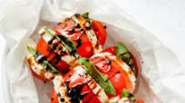 Tomato Hasselback Caprese Salad Tomato Hasselback Caprese Salad
