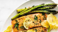 Baked Salmon and Asparagus with Herb Sauce Baked Salmon and Asparagus with Herb Sauce