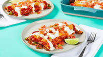 Tex-Mex Pork & Pepper Enchiladas with Pico de Gallo & Lime Crema Tex-Mex Pork & Pepper Enchiladas with Pico de Gallo & Lime Crema