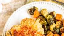 Sheet Pan Crispy Cheddar Pork Chops with Brussels Sprouts and Sweet Potatoes Sheet Pan Crispy Cheddar Pork Chops with Brussels Sprouts and Sweet Potatoes