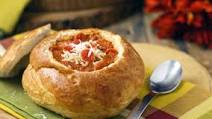 30-Minute Pepperoni Pizza Soup in Bread Bowls 30-Minute Pepperoni Pizza Soup in Bread Bowls