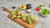 Greek Goddess Salad on a Stick with Avo Mediterranean Greek Dressing Greek Goddess Salad on a Stick with Avo Mediterranean Greek Dressing