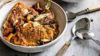 Braised chicken with hazelnut and chilli paste with a turnip and wild mushroom bake Braised chicken with hazelnut and chilli paste with a turnip and wild mushroom bake