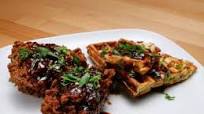 Buttermilk-and-Blue Waffles with Buffalo Whiskey Crispy Chicken Buttermilk-and-Blue Waffles with Buffalo Whiskey Crispy Chicken