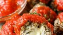 Mozzarella Stuffed Meatballs in Homemade Tomato Sauce Mozzarella Stuffed Meatballs in Homemade Tomato Sauce