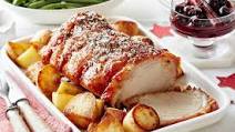 Crispy Christmas roast pork with spiced cherry port sauce Crispy Christmas roast pork with spiced cherry port sauce