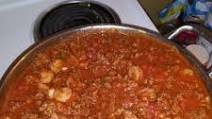 Shrimp and italian sausage spaghetti Shrimp and italian sausage spaghetti