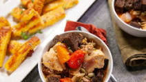 Spicy & Tangy Chicken Soup with Polenta Fries Spicy & Tangy Chicken Soup with Polenta Fries