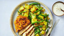 Low-Cal Turmeric Pork Steaks with Spiced Vegetables & Yoghurt Low-Cal Turmeric Pork Steaks with Spiced Vegetables & Yoghurt