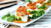 Mini Spicy Shrimp Tostadas with Homemade Guacamole Mini Spicy Shrimp Tostadas with Homemade Guacamole