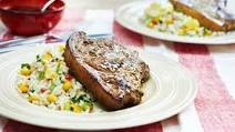 Jerk pork chops with coconut rice Jerk pork chops with coconut rice