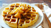 Walnut Waffles with Warm Apple Compote Walnut Waffles with Warm Apple Compote