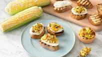 Corn and Peach Bruschetta Toasts Corn and Peach Bruschetta Toasts