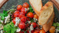 Caesar Salad with Blistered Cherry Tomatoes on-the-Vine Caesar Salad with Blistered Cherry Tomatoes on-the-Vine