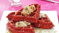 Red Velvet Waffles with Coconut Syrup Red Velvet Waffles with Coconut Syrup