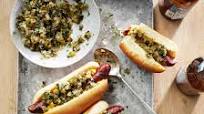 Hot Dogs with Grilled Pickle Relish Hot Dogs with Grilled Pickle Relish