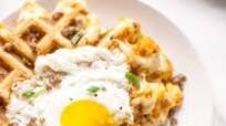 Savory Waffles with Sausage and Cheddar Savory Waffles with Sausage and Cheddar