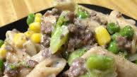 Cream of Mushroom Pasta with Vegetables and Ground Beef Cream of Mushroom Pasta with Vegetables and Ground Beef